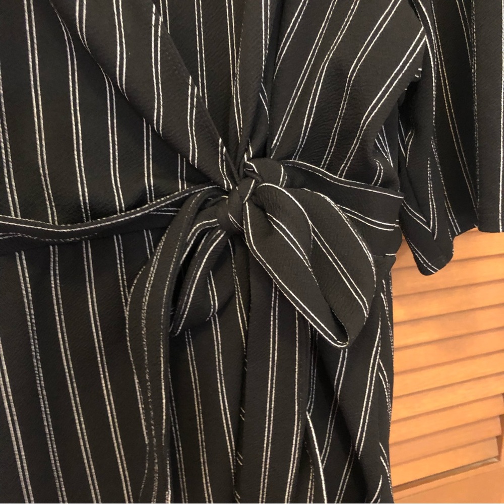 Kiyonna Harmony faux wrap dress black white stripes 4X plus size - Picture 4 of 12
